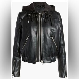 BLANKNYC Women’s Faux Leather Moto Bomber Jacket with Removable Hood | NEW/NWOT!